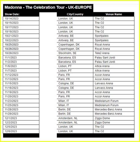 madonna new york tour dates|2023 madonna tour dates.